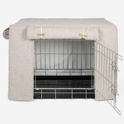 Dog Crate Cover in Mink Bouclé by Lords & Labradors