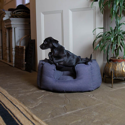 Discover Our Luxurious High Wall Bed For Dogs, Featuring inner pillow with plush teddy fleece on one side To Craft The Perfect Dogs Bed In Stunning Oxford Herringbone Tweed! Available To Personalise Now at Lords & Labradors 