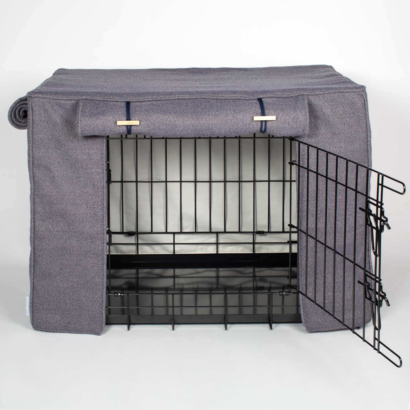 Discover our Luxury Dog Crate Cover, in Oxford Herringbone. The Perfect Dog Crate Accessory, Available To Personalise Now at Lords & Labradors