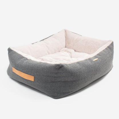 Discover This Luxurious Box Bed For Dogs, Made Using Beautiful Herdwick Fabric To Craft The Perfect Dog Box Bed! In Stunning Graphite, Available Now at Lords & Labradors    