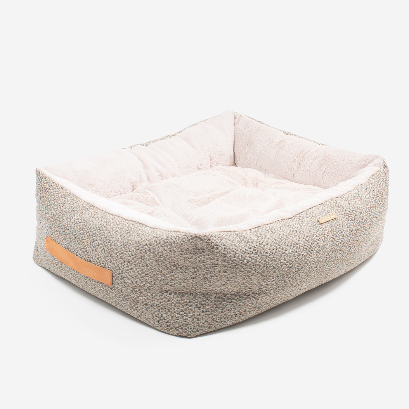 Discover This Luxurious Box Bed For Dogs, Made Using Beautiful Herdwick Fabric To Craft The Perfect Dog Box Bed! In Stunning Pebble, Available Now at Lords & Labradors 