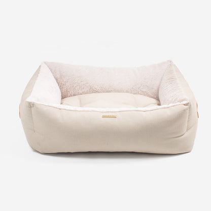 Discover This Luxurious Box Bed For Dogs, Made Using Beautiful Twill Fabric To Craft The Perfect Dog Box Bed! In Stunning Cream Linen, Available Now at Lords & Labradors    