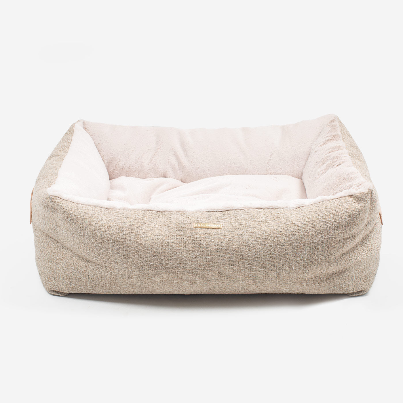 Discover This Luxurious Box Bed For Dogs, Made Using Beautiful Herdwick Fabric To Craft The Perfect Dog Box Bed! In Stunning Sandstone, Available Now at Lords & Labradors    