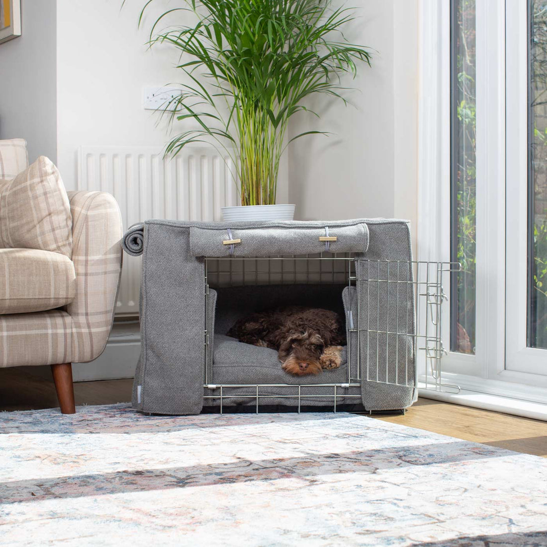 Photo inspiration: Visual Reference: Pewter Herringbone Tweed Crate Set Dog Bedding Set