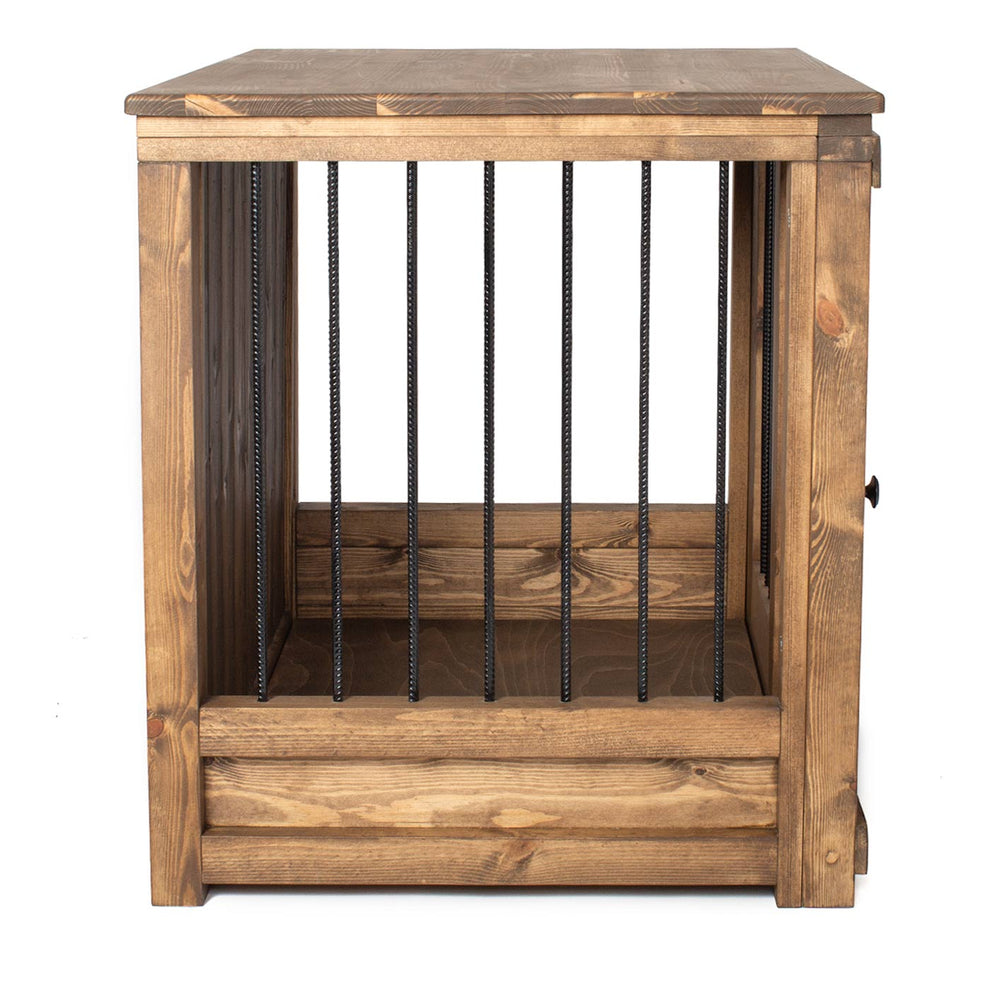 View of Wooden Rustic Sliding Door Dog Crate | Dog Crate | Lords & Labradors