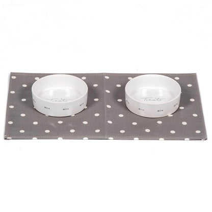 [colour:grey spot] Discover Pet Feeding Placemat in Grey Spot. Available at Lords and Labradors