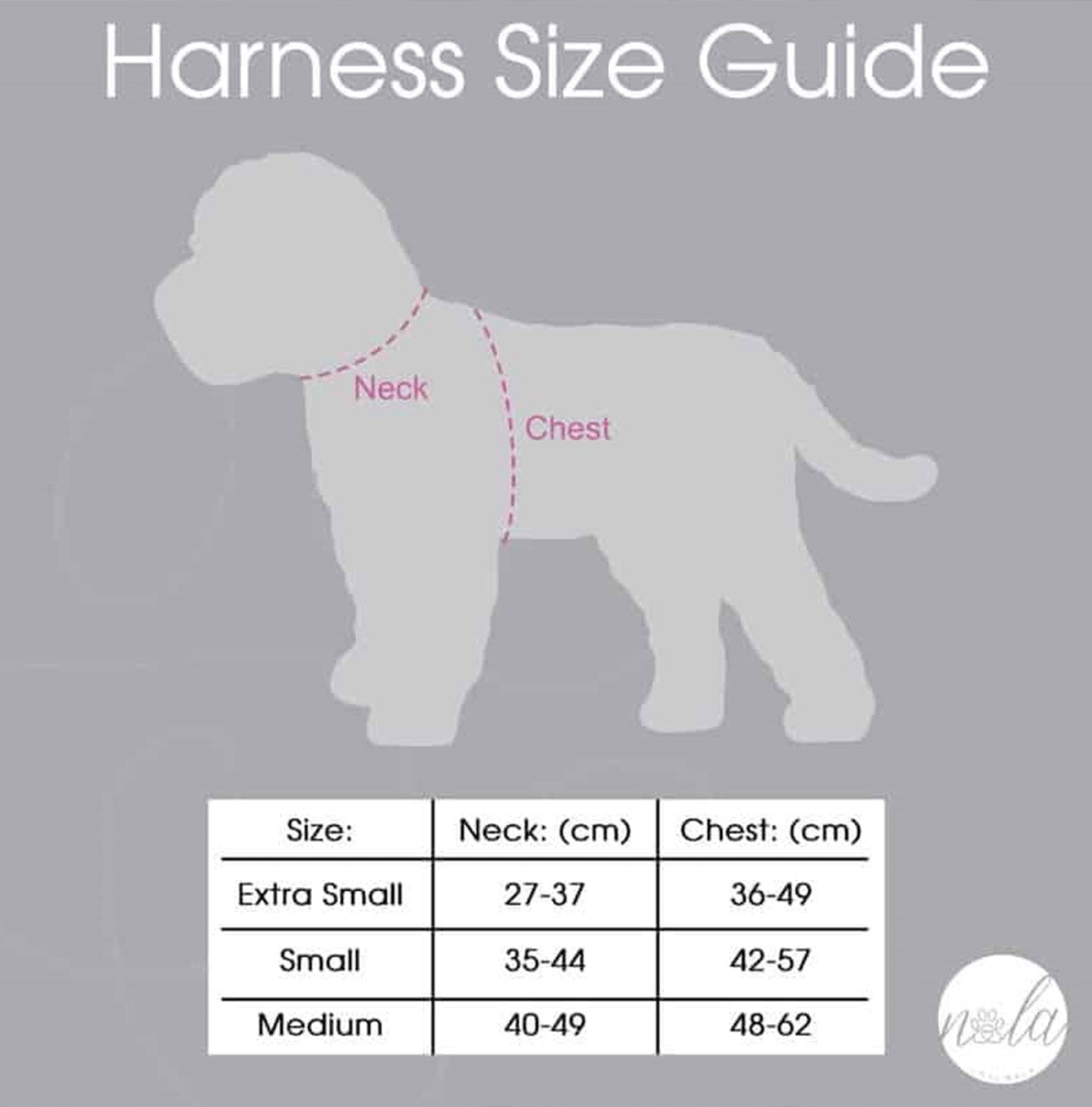 Love Nala Purple Nala Harness Size Guide