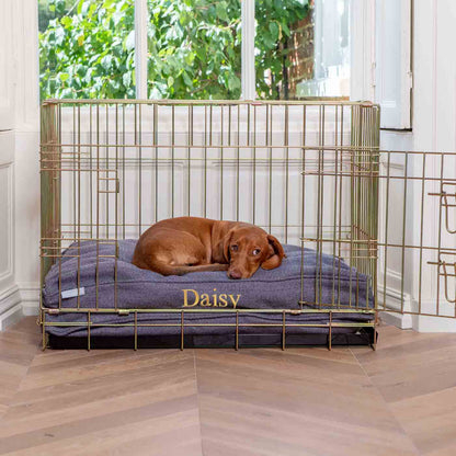 Luxury Dog Crate Cushion, Oxford Herringbone Tweed Crate Cushion The Perfect Dog Crate Accessory, Available To Personalise Now at Lords & Labradors