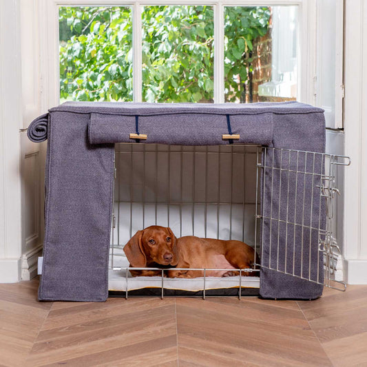 Luxury Dog Crate Cover, Oxford Herringbone Tweed Crate Cover The Perfect Dog Crate Accessory, Available To Personalise Now at Lords & Labradors
