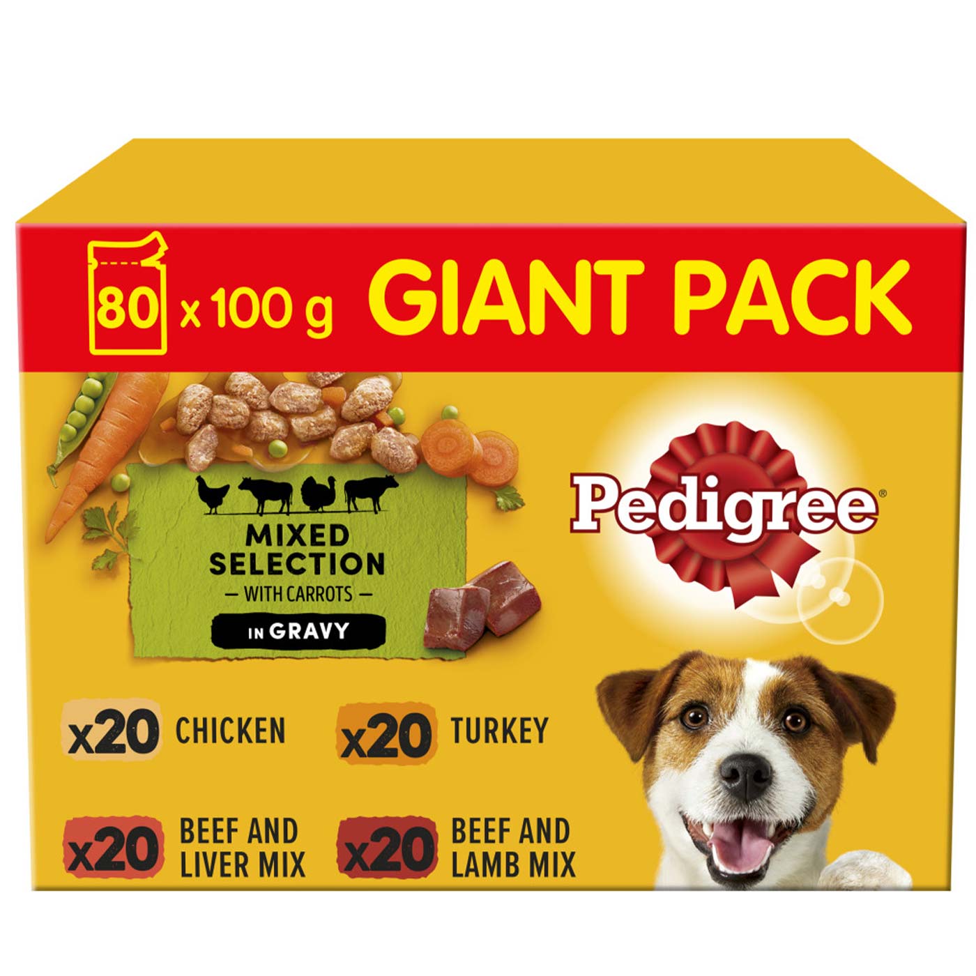 Pedigree Adult Dog Pouches Mixed Selection in Gravy XL Mega Pack (80x100g)