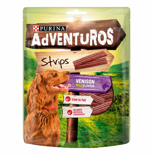 Purina adventuros strips dog treat venison flavour 90g