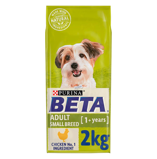 Purina beta adult small breed dog food chicken 2kg front