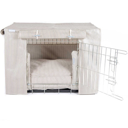 Luxury Heavy Duty Dog Crate, In Stunning Regency Stripe Oil Cloth Crate Set, The Perfect Dog Crate Set For Building The Ultimate Pet Den! Dog Crate Cover Available To Personalise at Lords & Labradors
