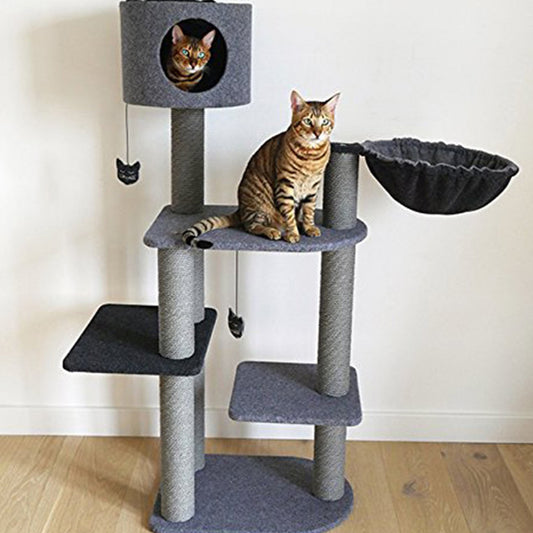 Rosewood Charcoal Felt Triple Cat Tower