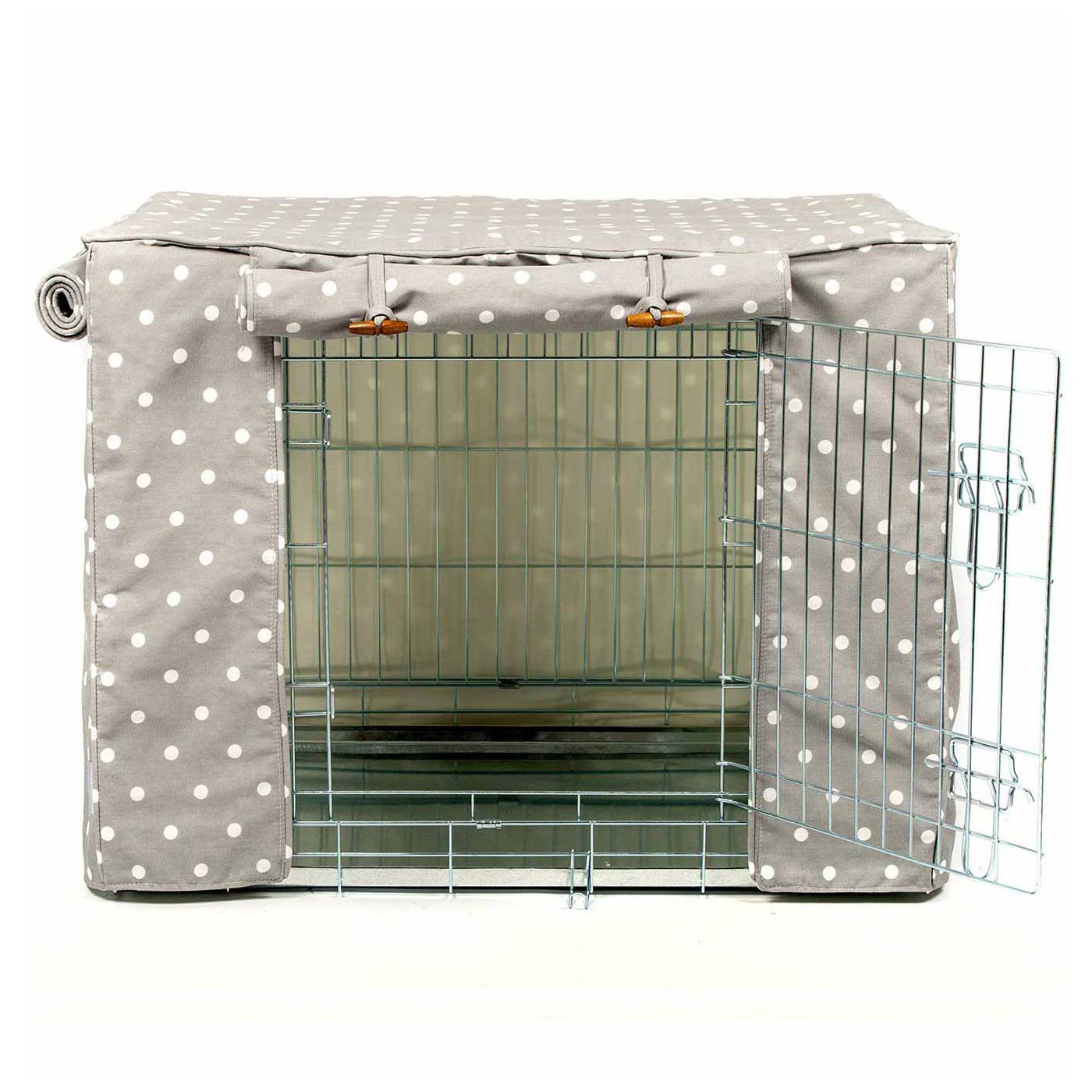 Imperfect Dog Crate Cover In Grey Spot Cotton