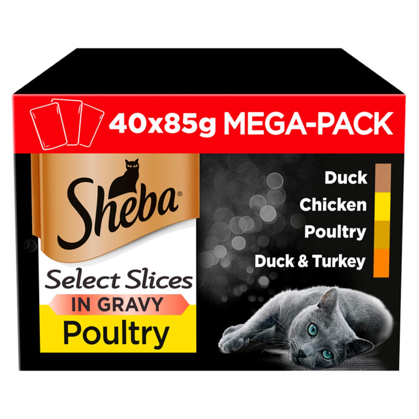 Sheba Select Slices Cat Pouches Poultry Collection in Gravy (40x85g)
