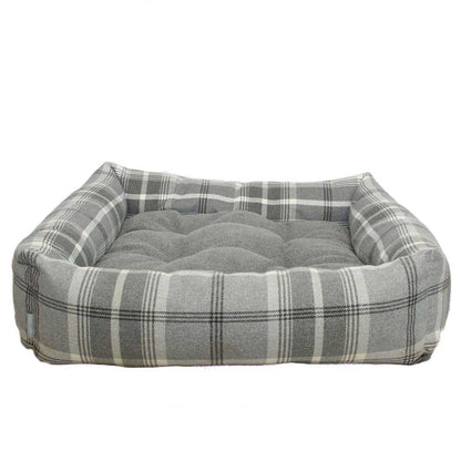 Luxury Handmade Box Bed For Dogs in Balmoral Dove Grey Tweed, Perfect For Your Pets Nap Time! Available To Personalise at Lords & Labradors