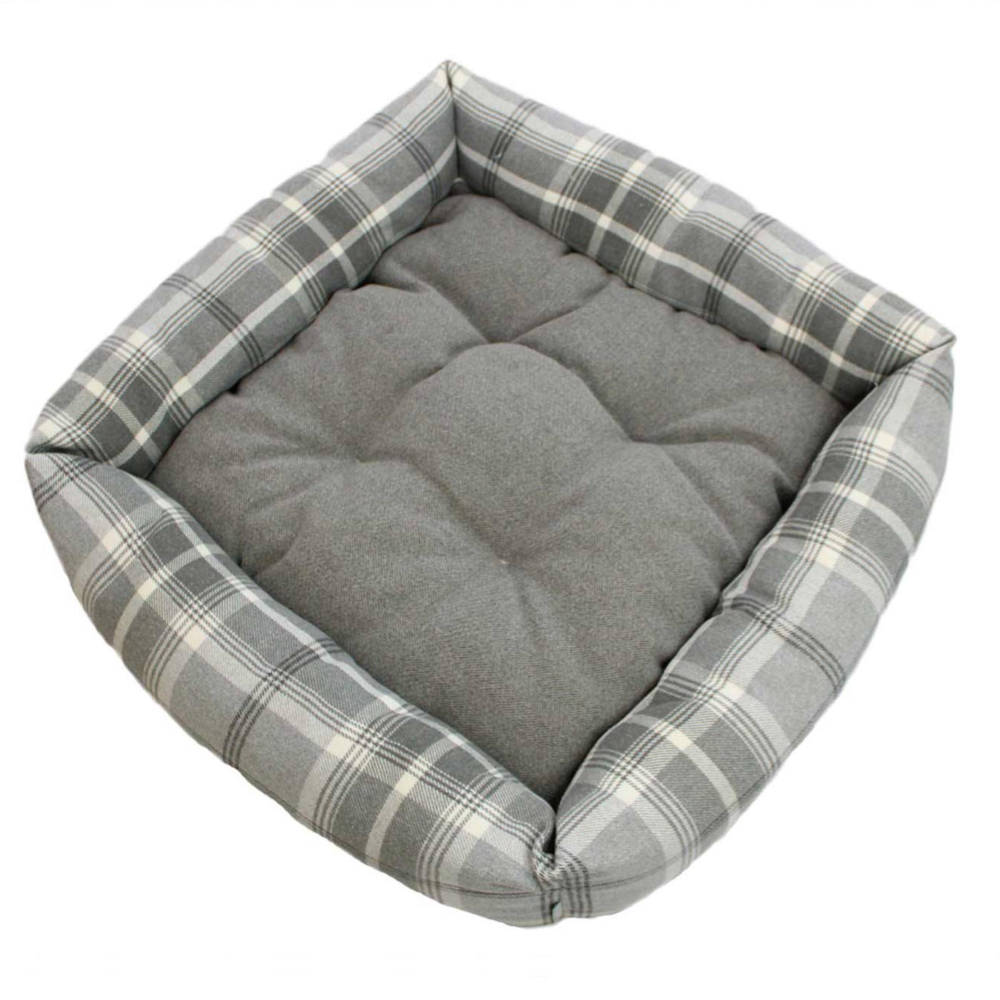 Luxury Handmade Box Bed For Dogs in Balmoral Dove Grey Tweed, Perfect For Your Pets Nap Time! Available To Personalise at Lords & Labradors
