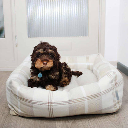 Neutral Tweed Box Bed For Dogs