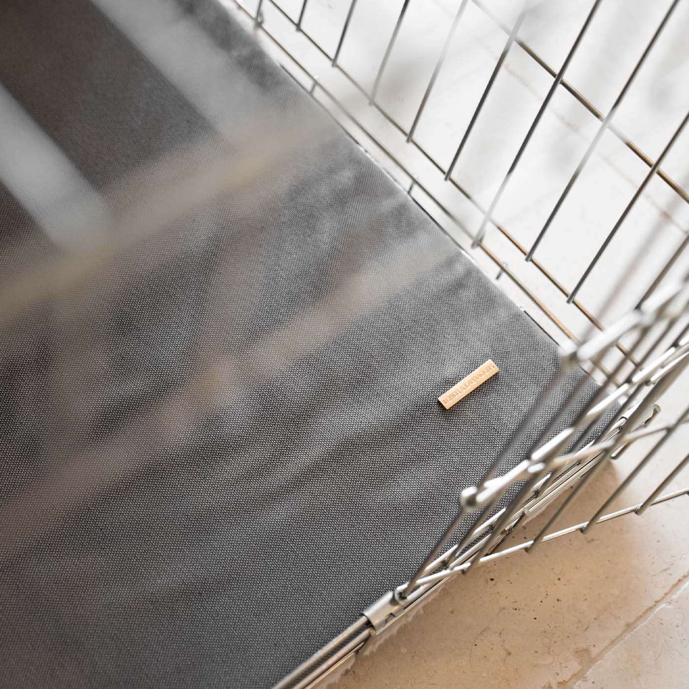 Discover the perfect dog crate accessory, our luxury essentials twill crate mattress in stunning grey slate. Present to your furry friend with this Italian handmade crate mattress for dogs, available now at Lords & Labradors    